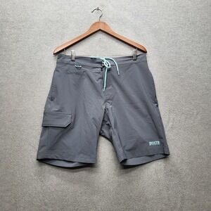 Duluth‎ Trading Co. Men Swimwear 32 Gray Cargo Logo 9" Inseam